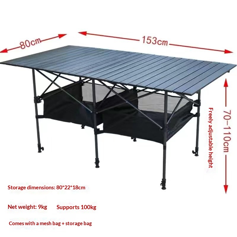 Portable, elevatable aluminum alloy folding table for outdoor camping