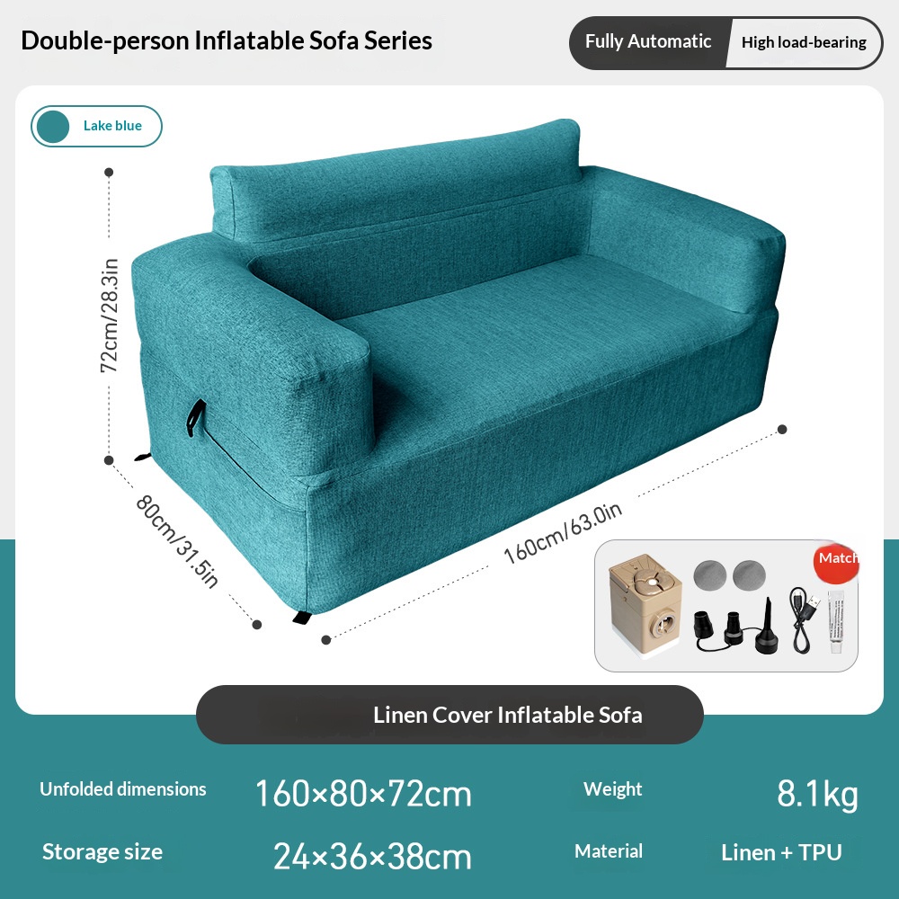 Portable inflatable double sofa cover for outdoor camping