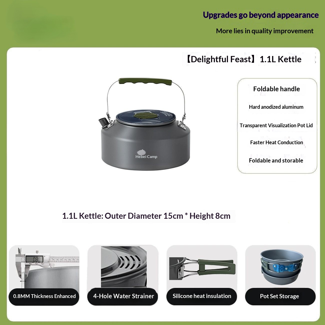 Portable camping cookware set for outdoor use