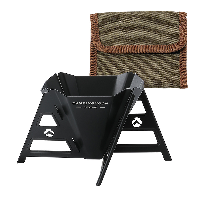 Stainless steel titanium-plated, foldable and portable outdoor camping hand-drip coffee filter and drip rack coffee funnel