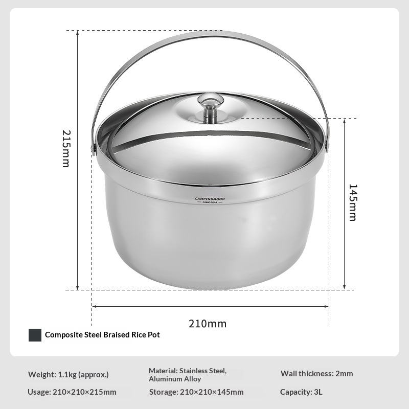 OutGearPro-CC-21 Thickened Stainless Steel Outdoor Soup Pot