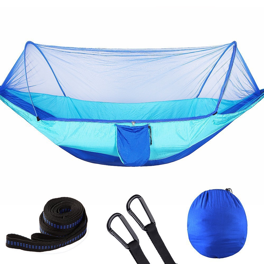 Outdoor camping automatic mosquito net anti-rollover hammock