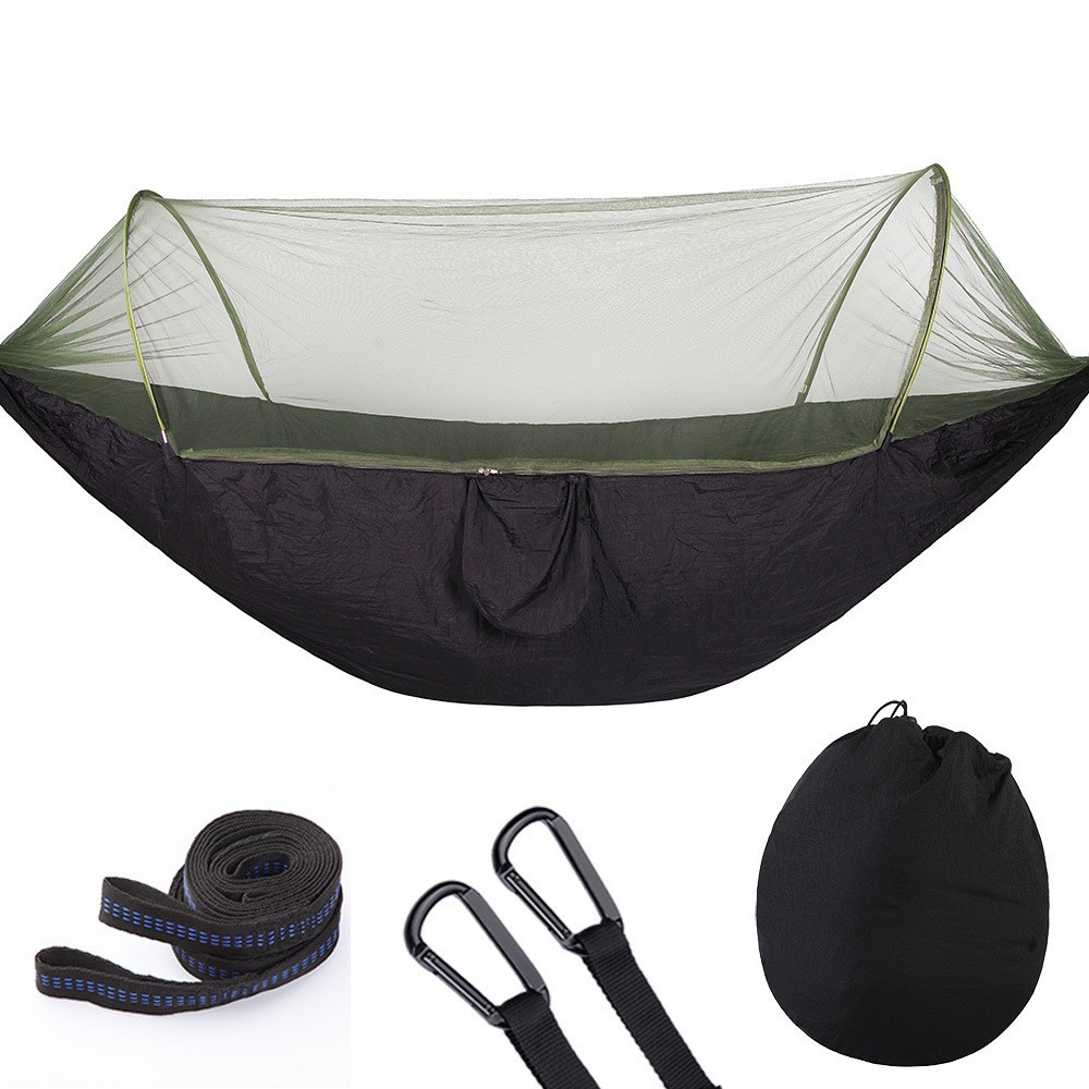 Outdoor camping automatic mosquito net anti-rollover hammock