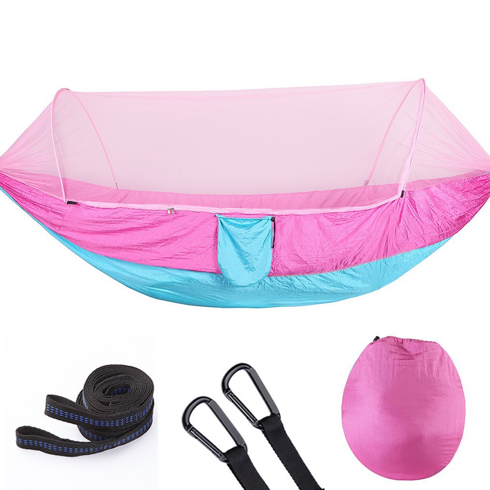 Outdoor camping automatic mosquito net anti-rollover hammock