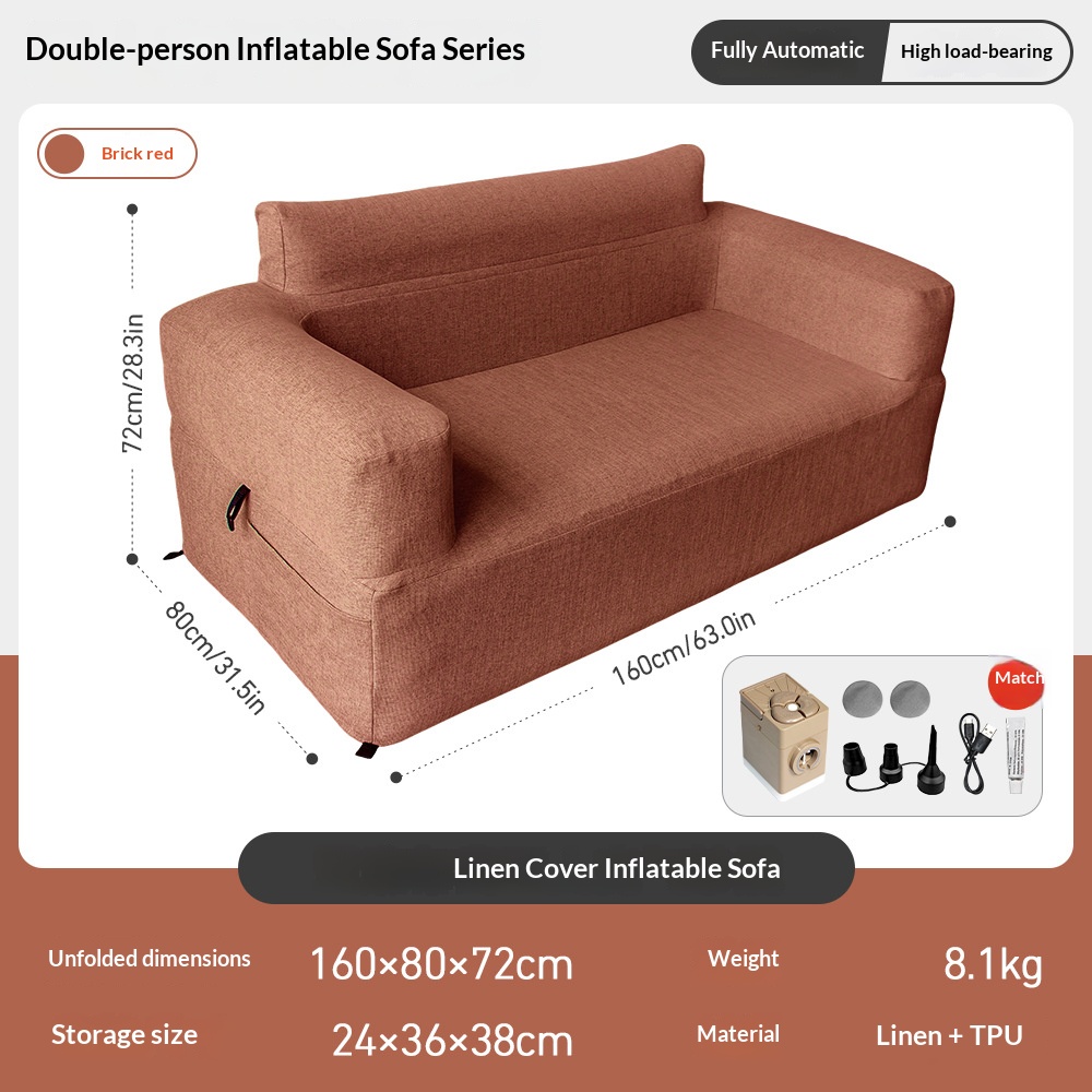 Portable inflatable double sofa cover for outdoor camping