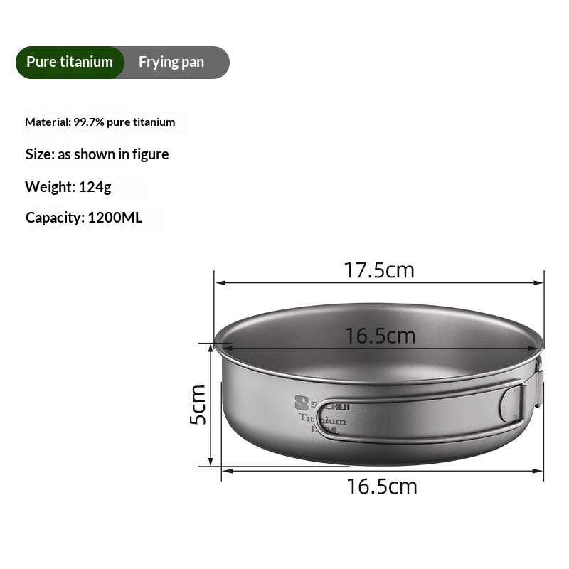 Outdoor camping ultra-light pure titanium alloy folding pot set