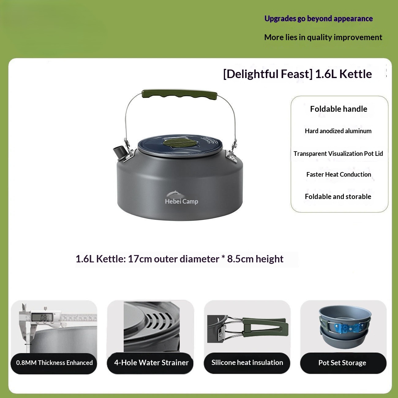 Portable camping cookware set for outdoor use