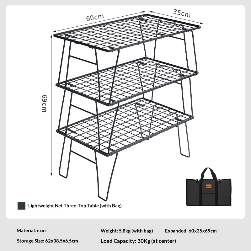 T-235 Outdoor Picnic Wrought Iron Folding Storage Table