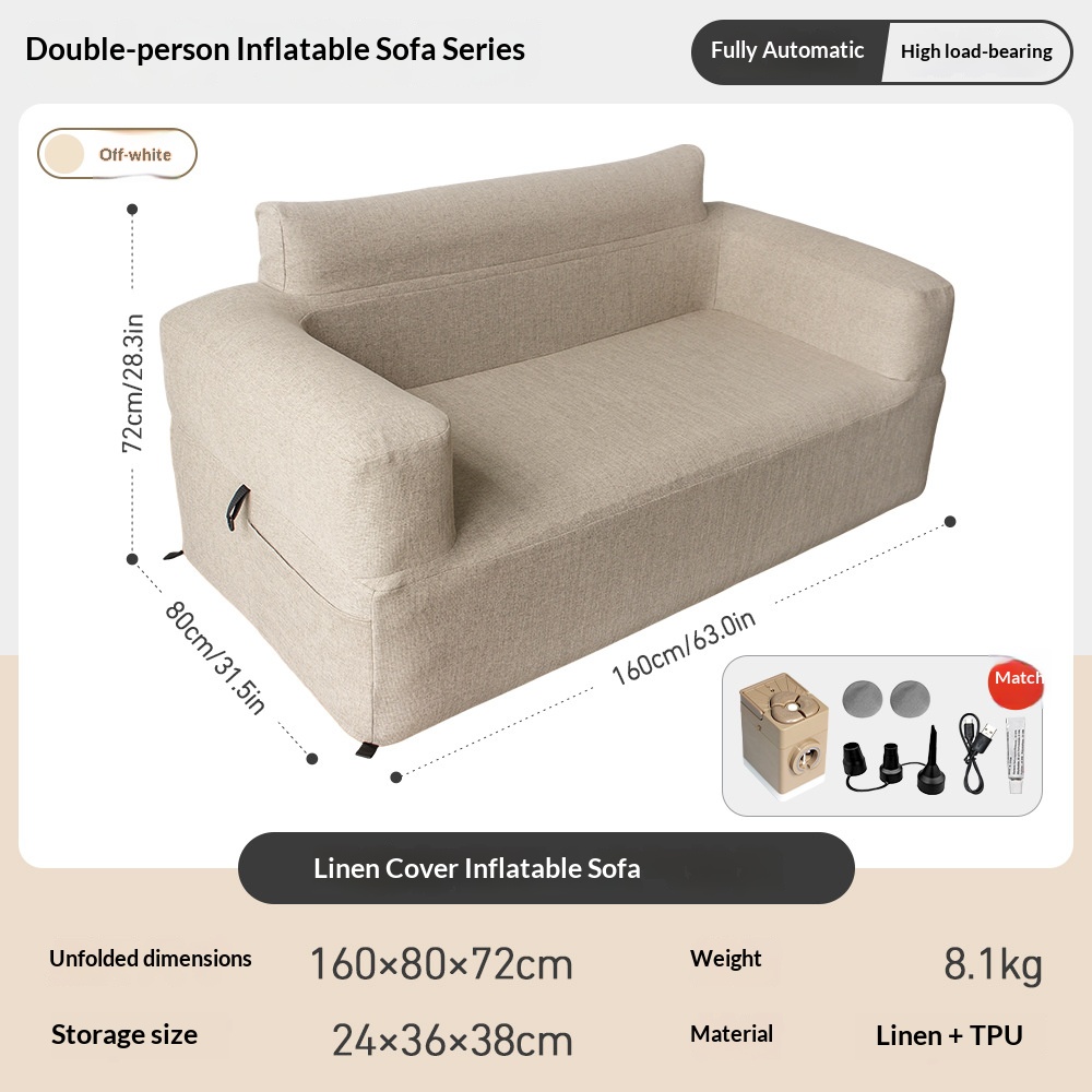 Portable inflatable double sofa cover for outdoor camping