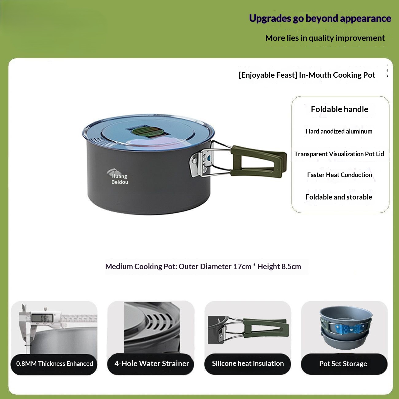 Portable camping cookware set for outdoor use