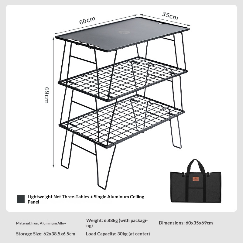 T-235 Outdoor Picnic Wrought Iron Folding Storage Table