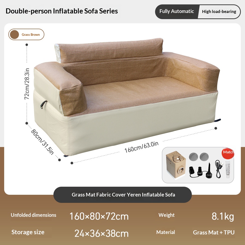 Portable inflatable double sofa cover for outdoor camping