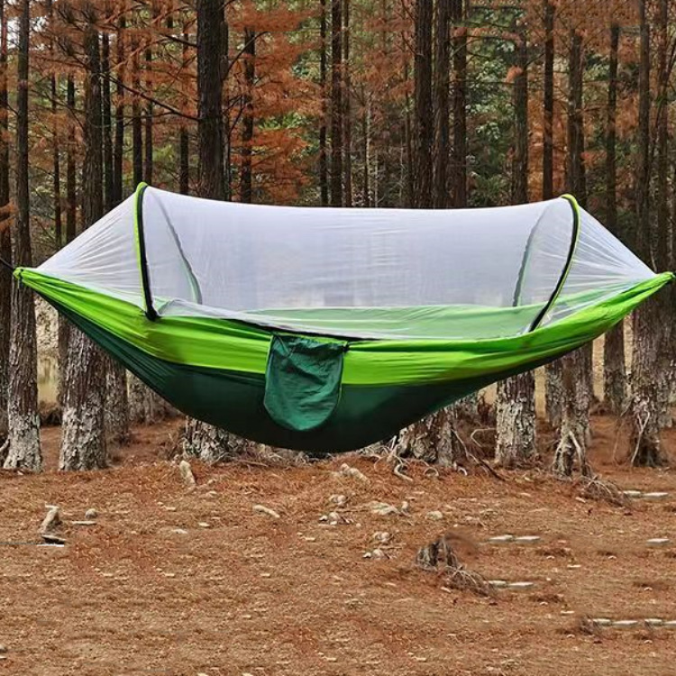 Outdoor camping automatic mosquito net anti-rollover hammock