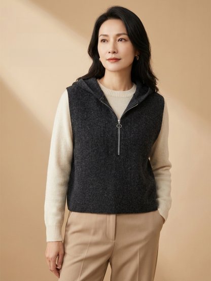 【年輕20歲】氣質顯瘦連帽馬甲