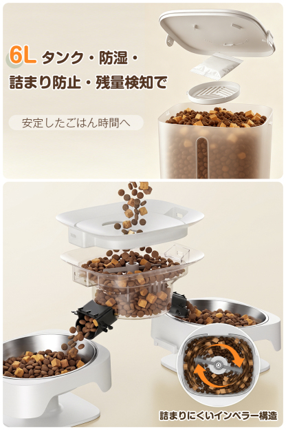 【業界注目のデュアルカメラ搭載】Niyaya F24-DC 自動給餌器 猫 犬 カメラ付き 6L大容量 スマホ連携 遠隔操作 双皿 独立給餌 多頭飼い対応 双方向通話 録音給餌 ナイトビジョン 余量確認 2WAY給電