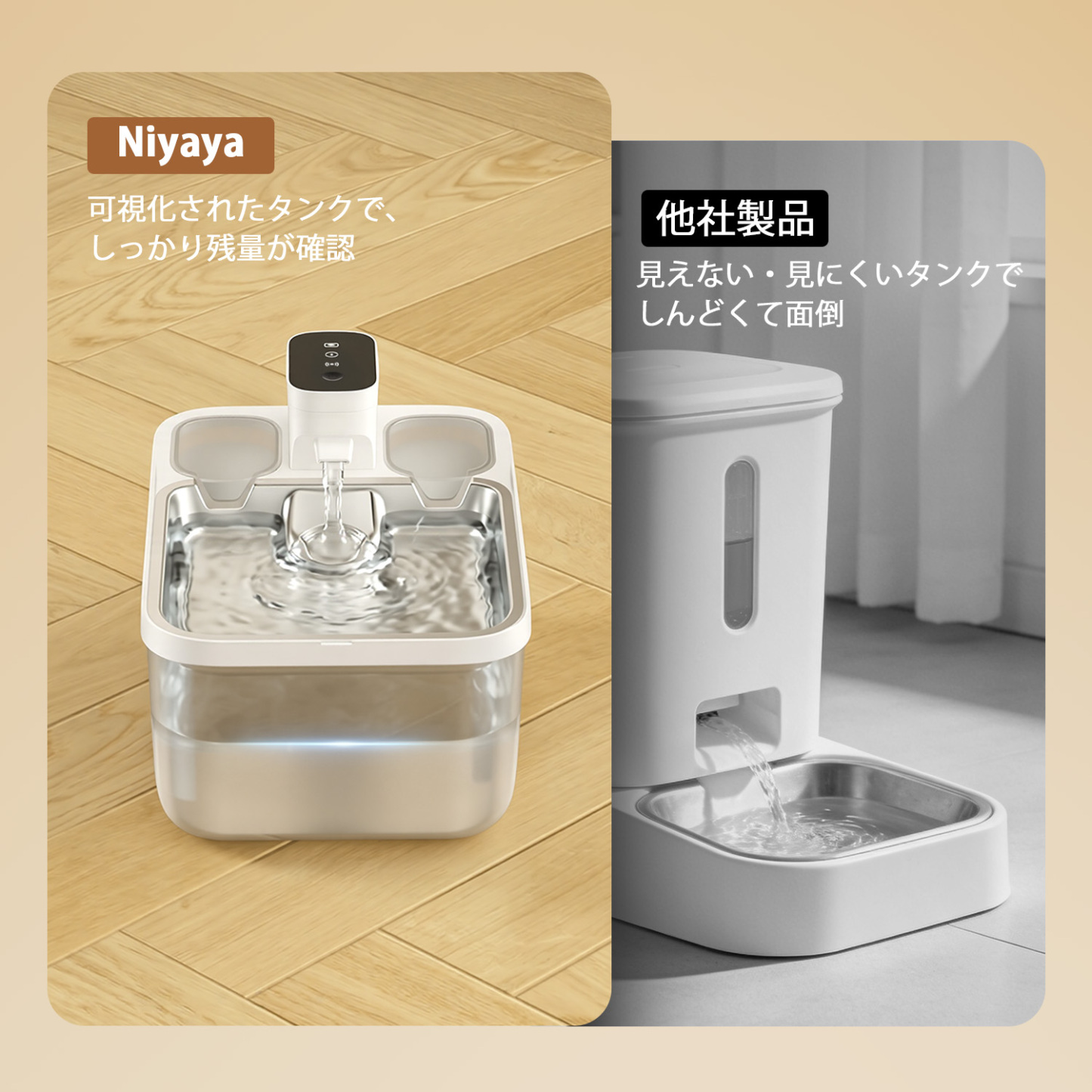 ニャ屋（Niyaya） 自動給水器 ネコ ペット用品 多重フィルター               