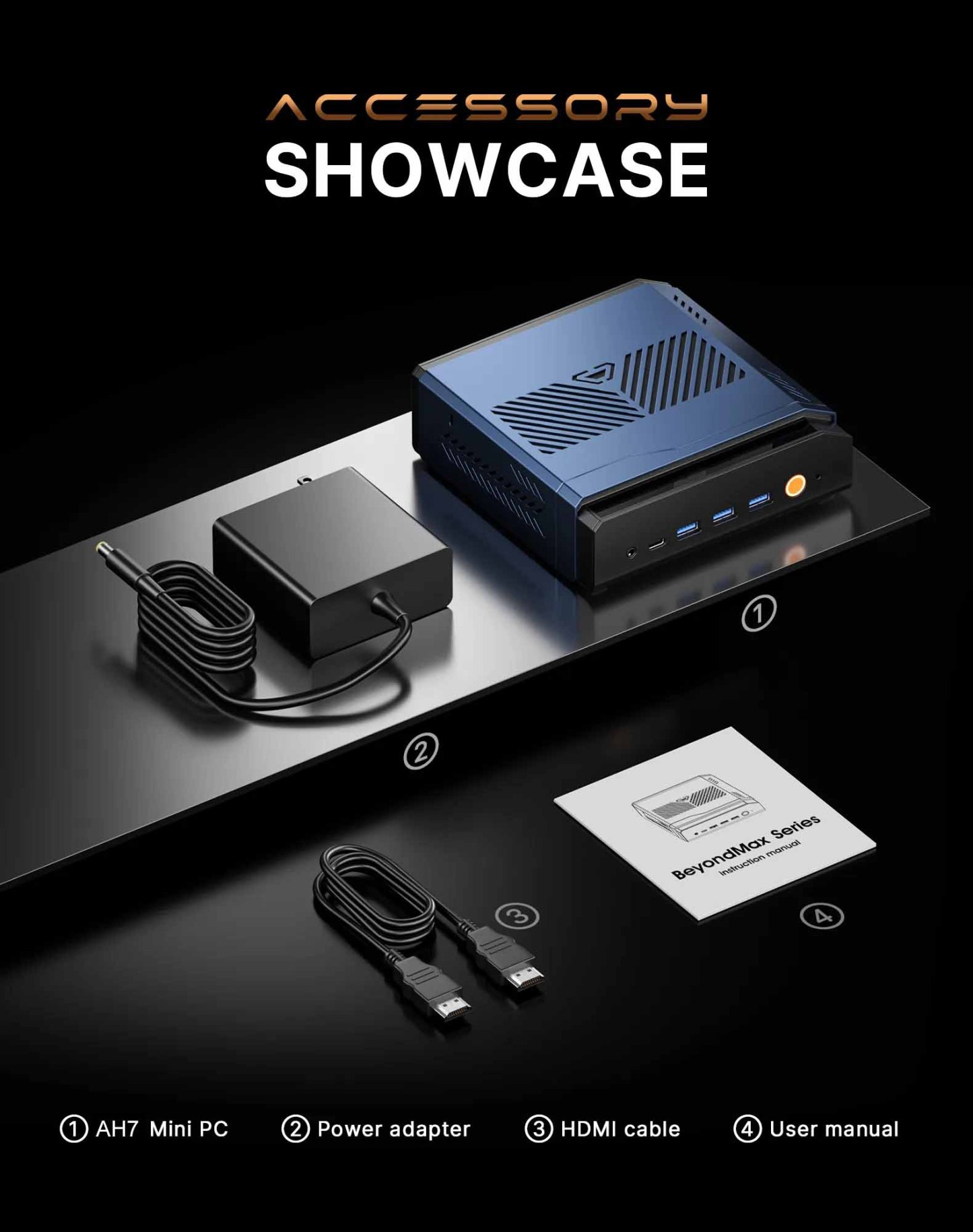 CANROGAME AH7 HX370 AI PC RADEON 890M 32GB DDR5 1TB PCIe 4.0 SSD Mini PC