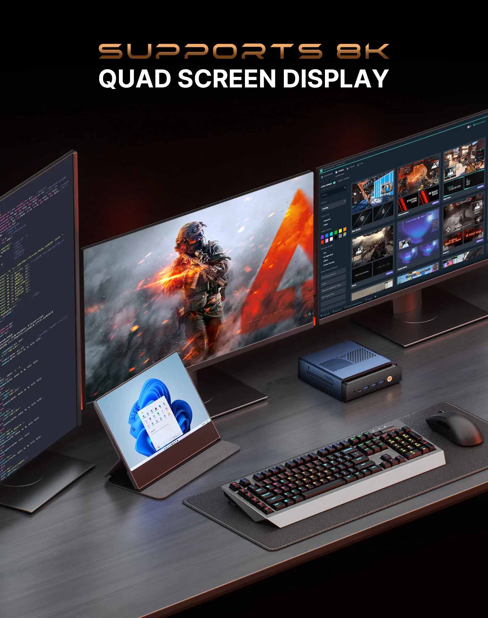 CANROGAME AH7 HX370 AI PC RADEON 890M 32GB DDR5 1TB PCIe 4.0 SSD Mini PC