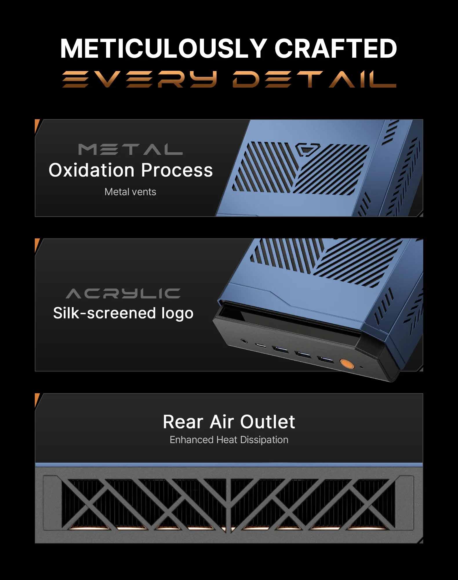 CANROGAME AH7 HX370 AI PC RADEON 890M 32GB DDR5 1TB PCIe 4.0 SSD Mini PC