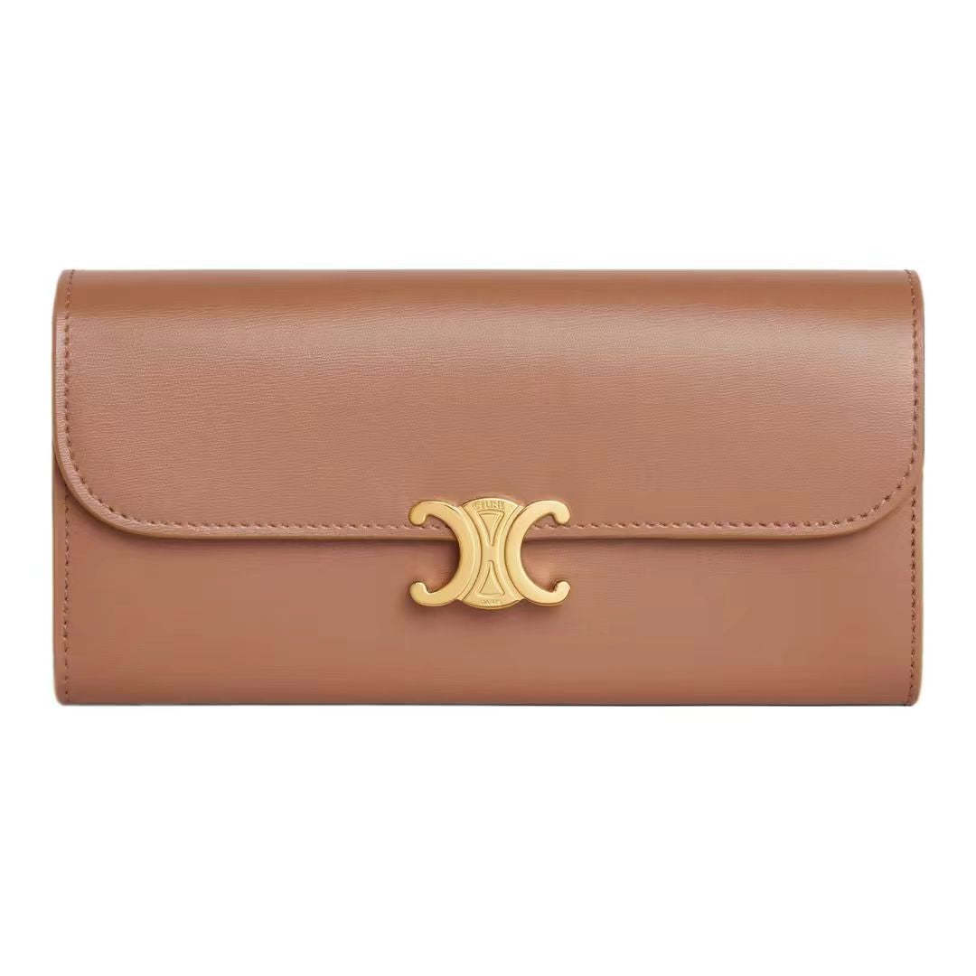 ラージウォレット トリオンフ / シャイニースムースラムスキン タン