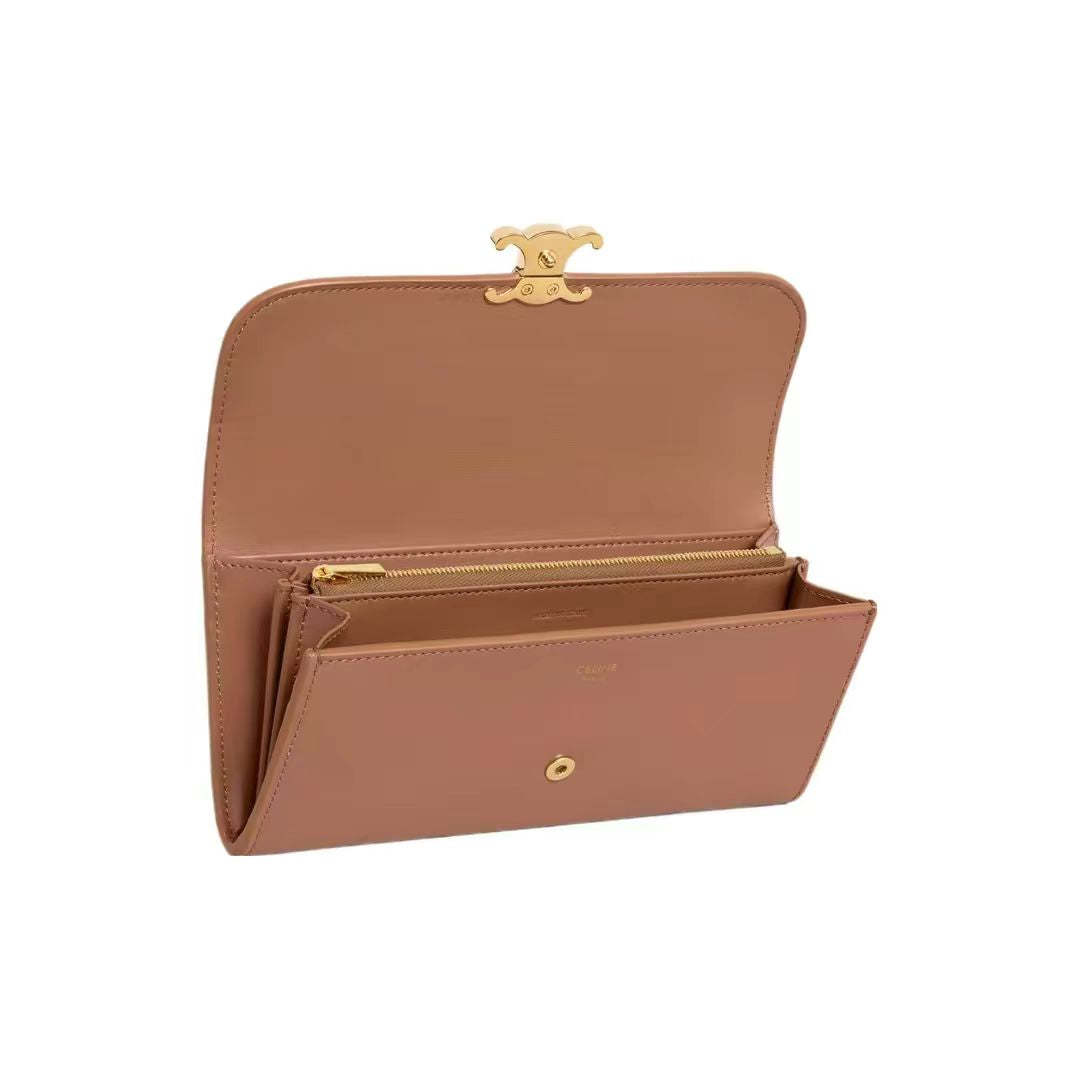 ラージウォレット トリオンフ / シャイニースムースラムスキン タン