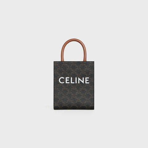 ミニ バーティカル トリオンフ キャンバス CELINE カバ / キャンバス & プリント入りカーフスキン タン