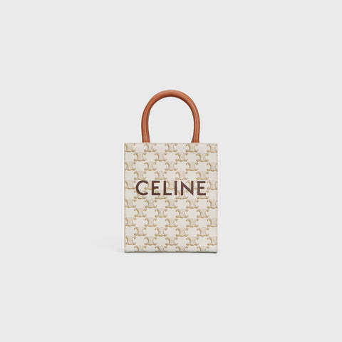 ミニ バーティカル トリオンフ キャンバス CELINE カバ / キャンバス & プリント入りカーフスキン ホワイト
