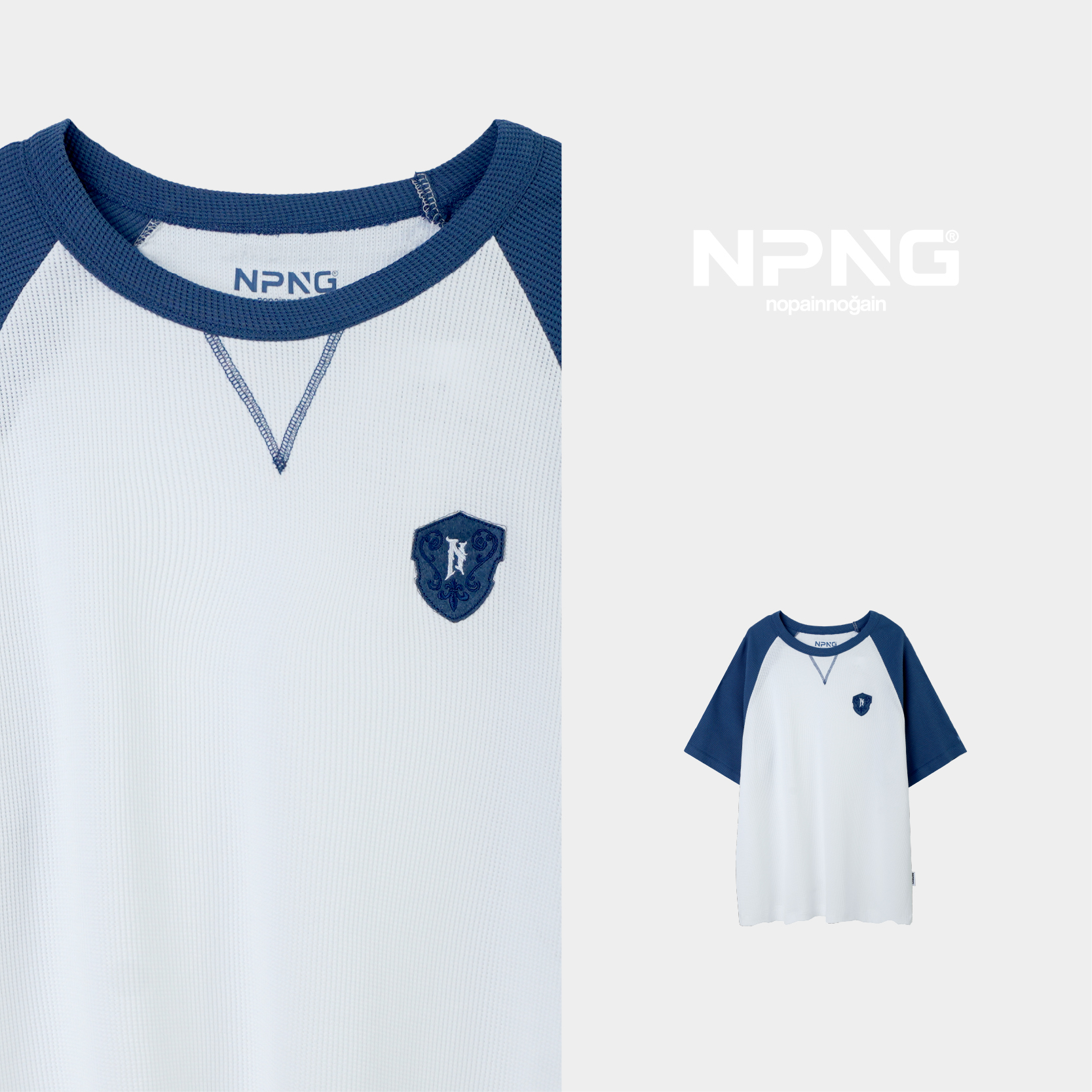 NPNG威化格面料插肩短袖T恤