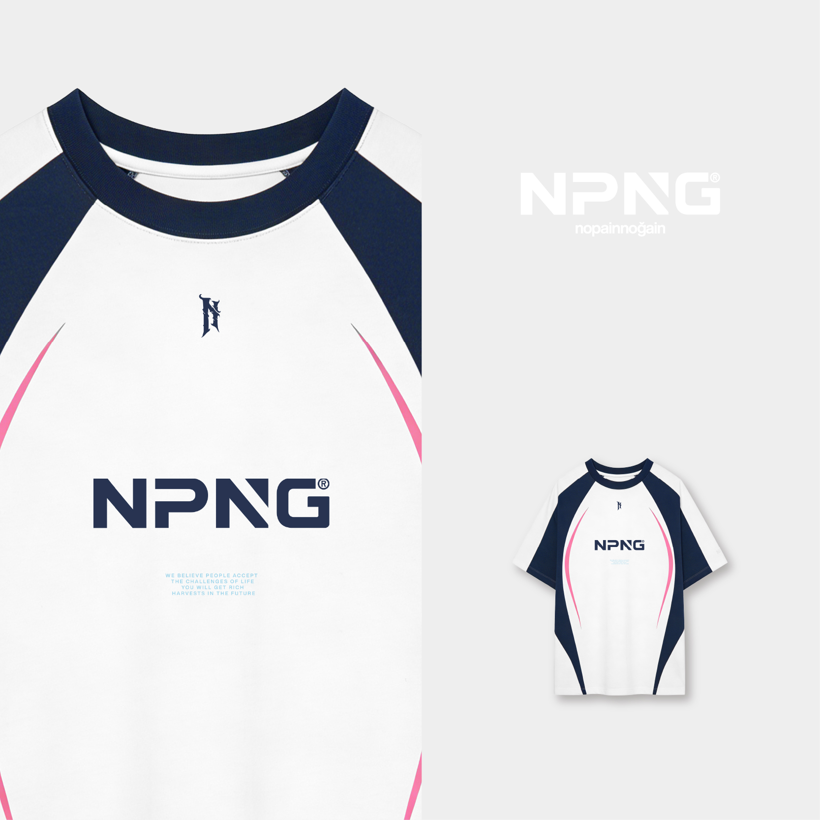 NPNG索罗娜面料撞色拼接短袖T恤