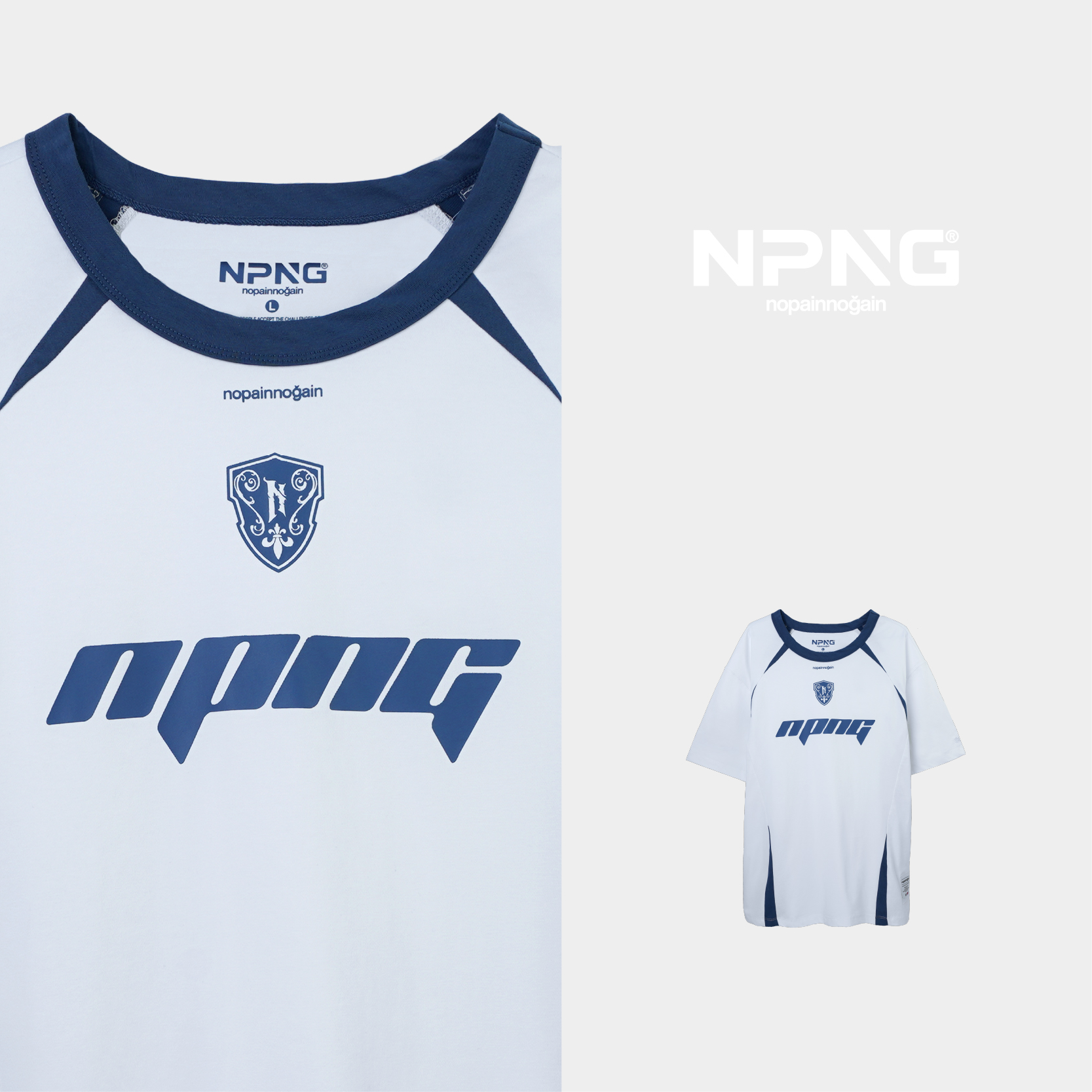 NPNG盾形“N”標印花插肩袖設計短袖T恤