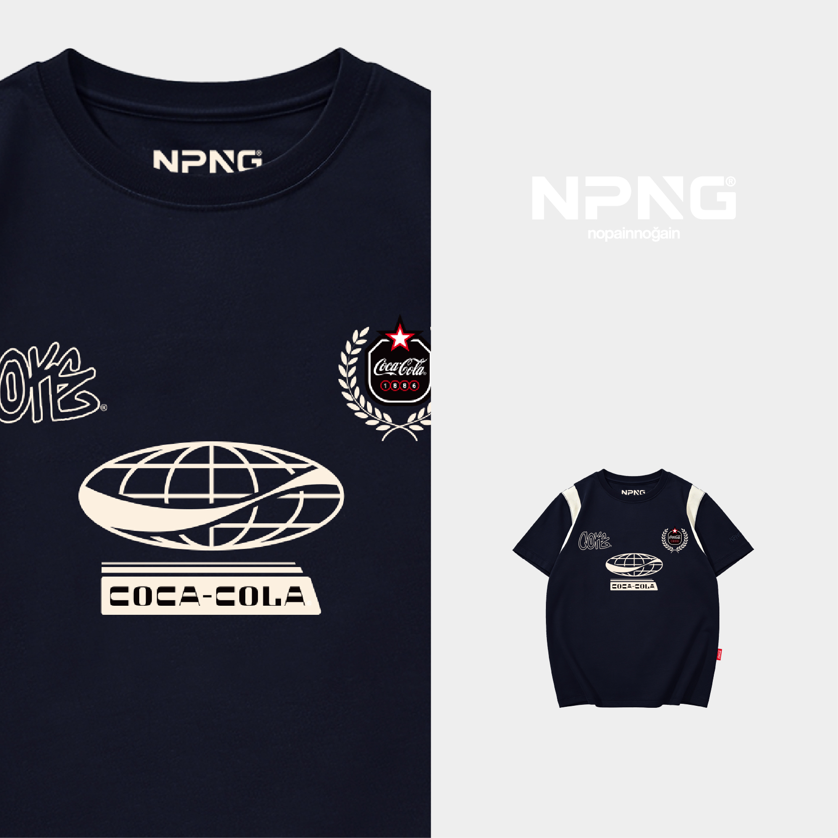 NPNG 可口可樂合作款復古運動撞色拼接T賉