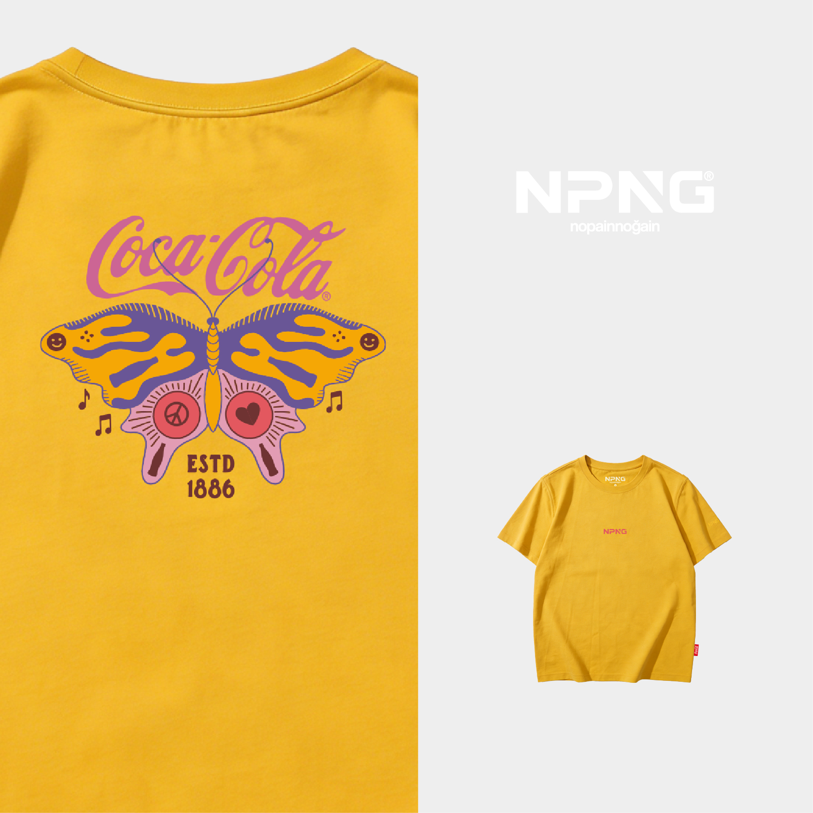 NPNG 可口可樂合作款音樂系列蝴蝶自由飛舞女裝T賉