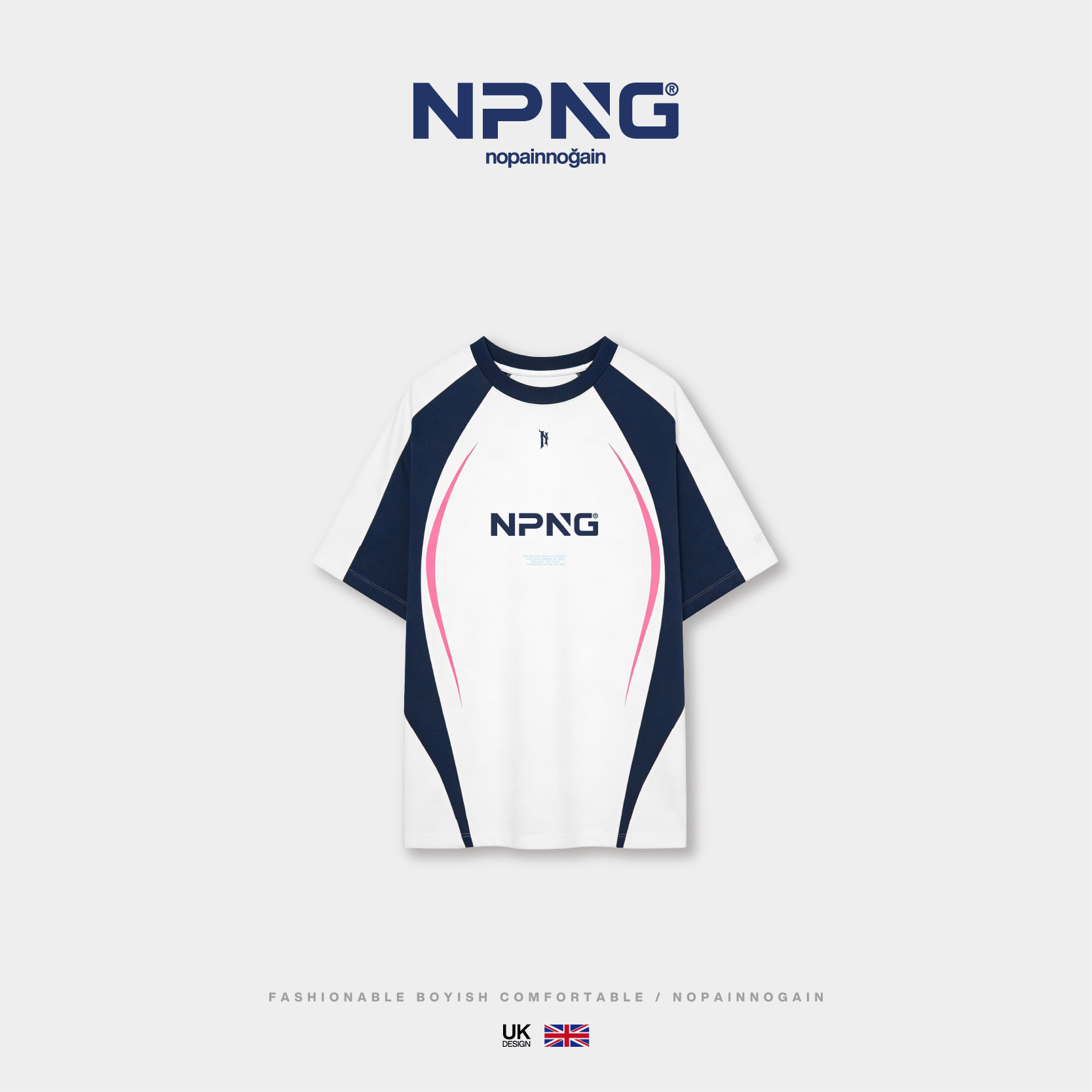 NPNG索罗娜面料撞色拼接短袖T恤