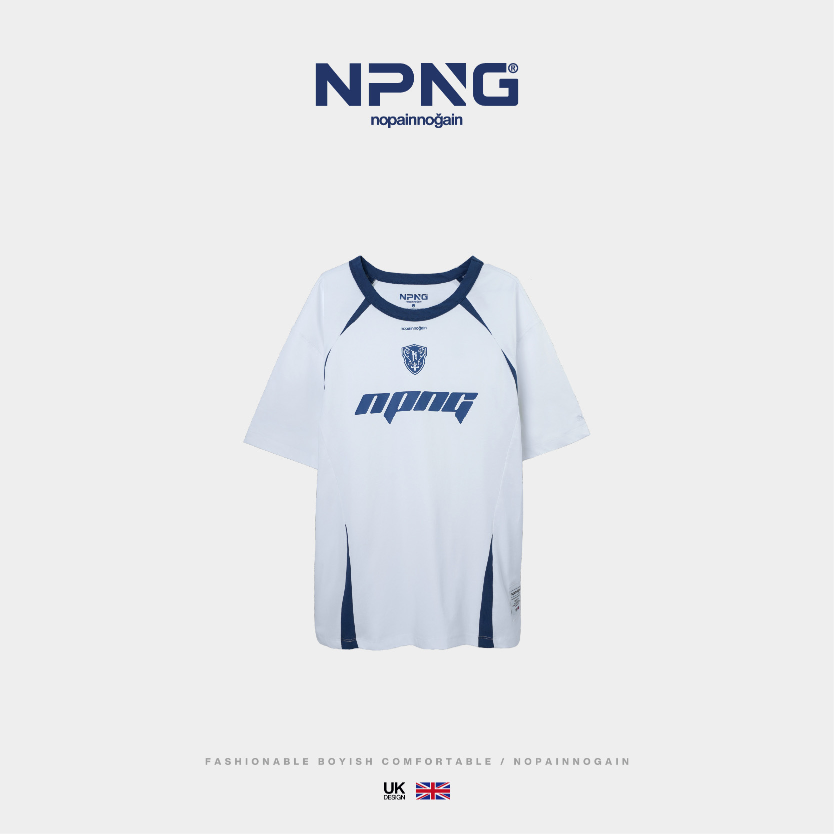 NPNG盾形“N”標印花插肩袖設計短袖T恤