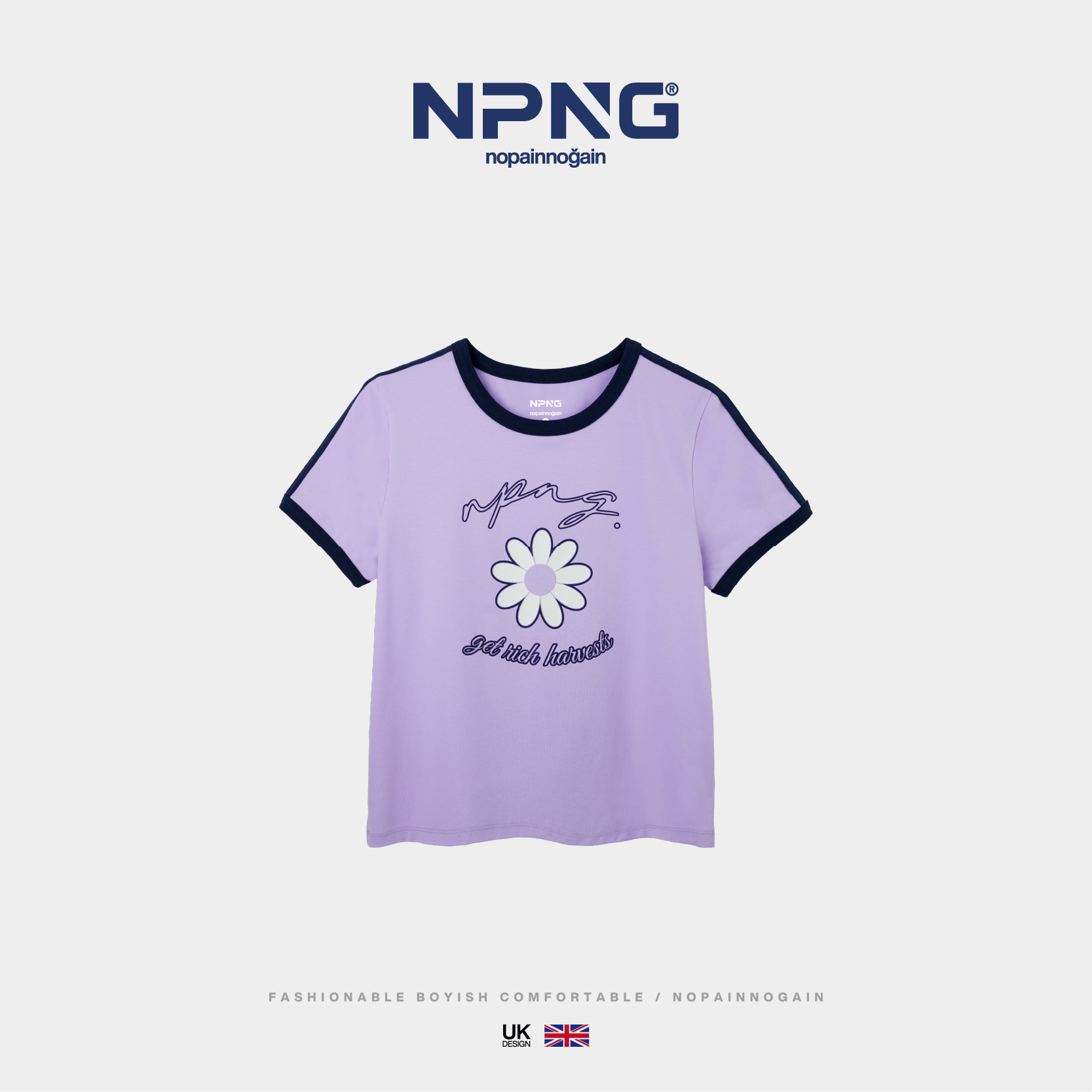 NPNG植覺蔓衍26春夏女裝撞邊圓領短袖T恤