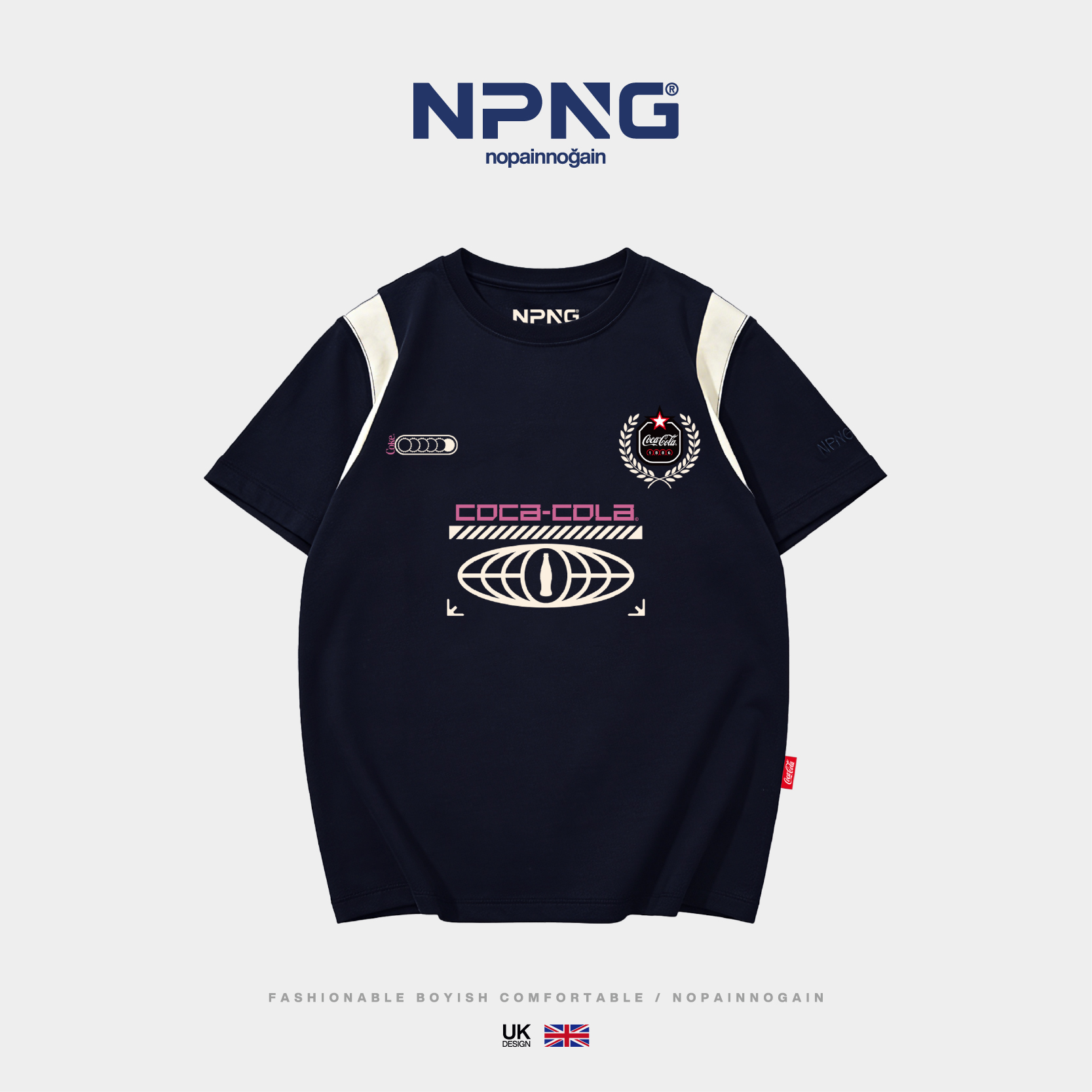 NPNG 可口可樂合作款復古運動撞色拼接女裝T賉