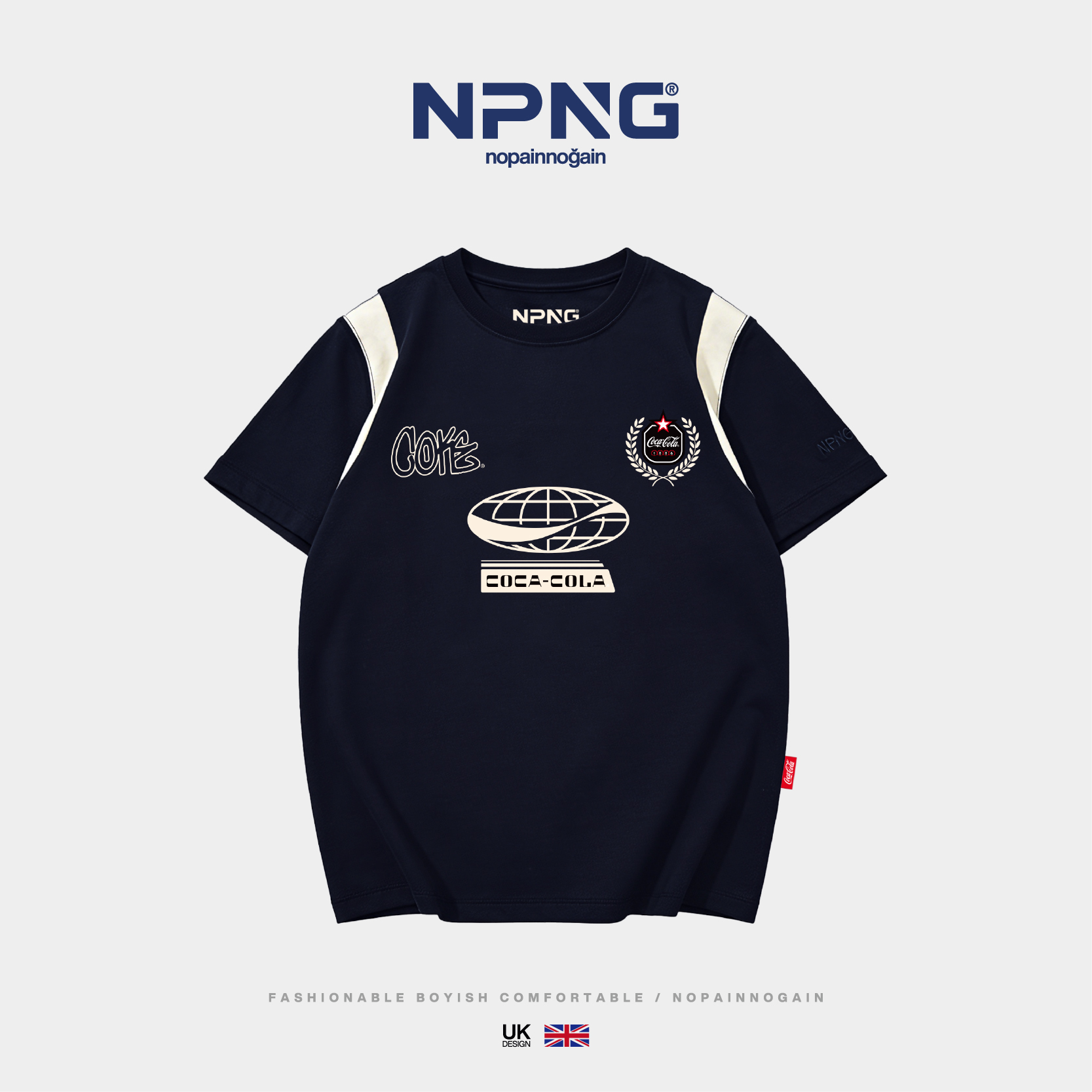 NPNG 可口可樂合作款復古運動撞色拼接T賉