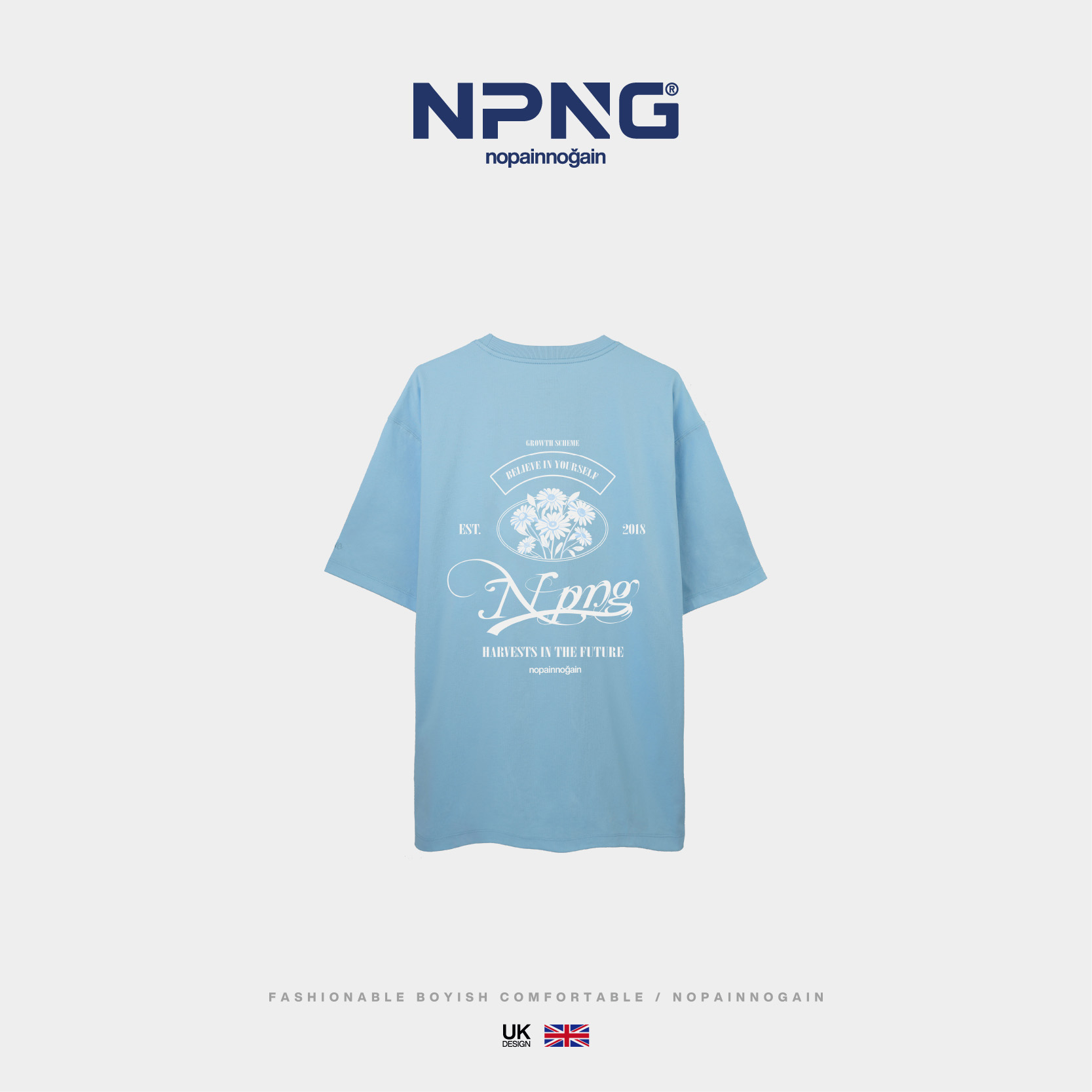 NPNG雛菊與植物結合印花26春夏中性圓領短袖T恤