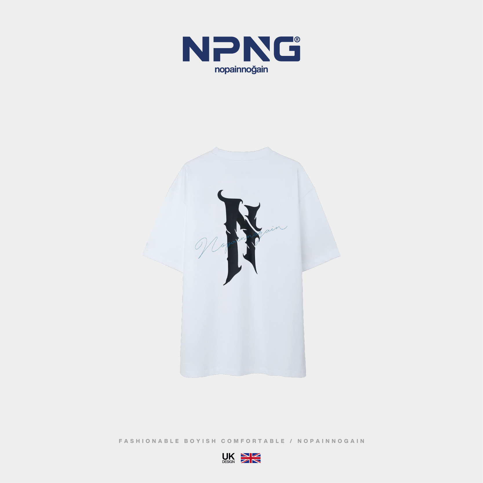 NPNG荊棘"N"標純棉刺繡短袖T恤