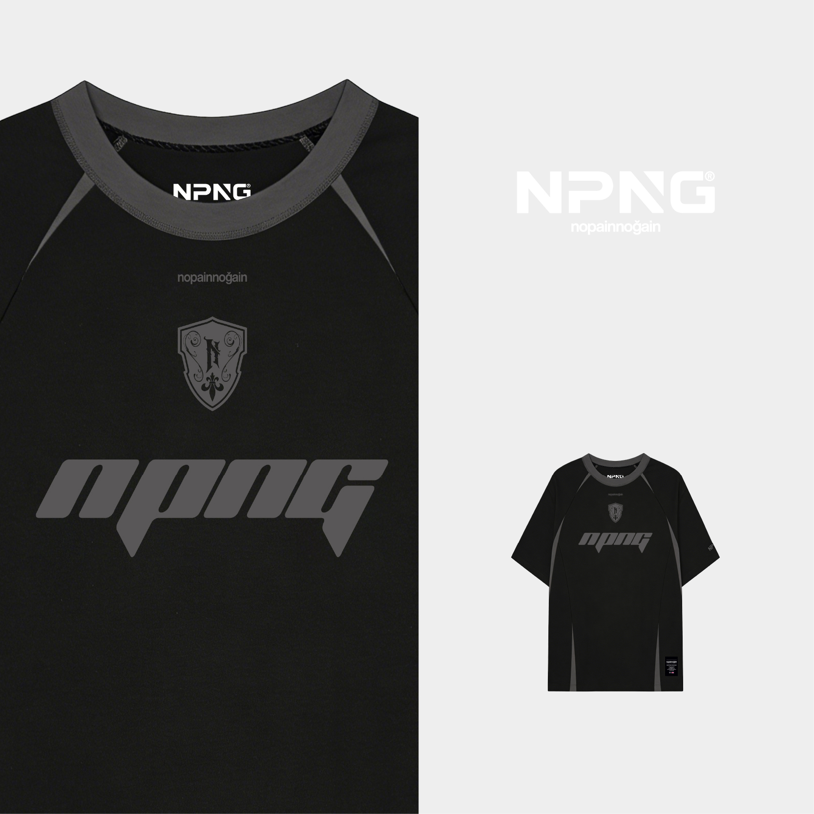 NPNG盾形“N”標印花插肩袖設計短袖T恤