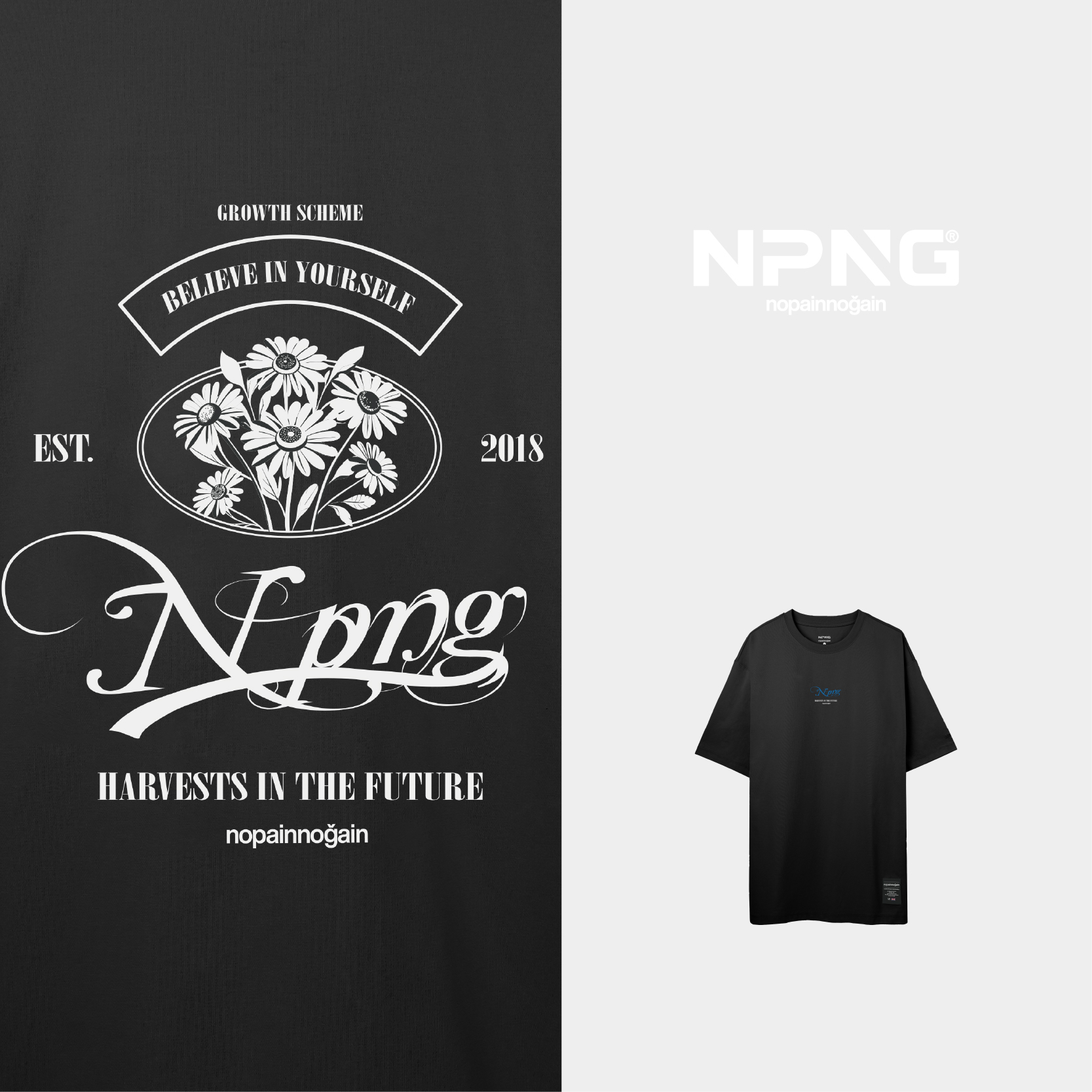 NPNG雛菊與植物結合印花26春夏中性圓領短袖T恤