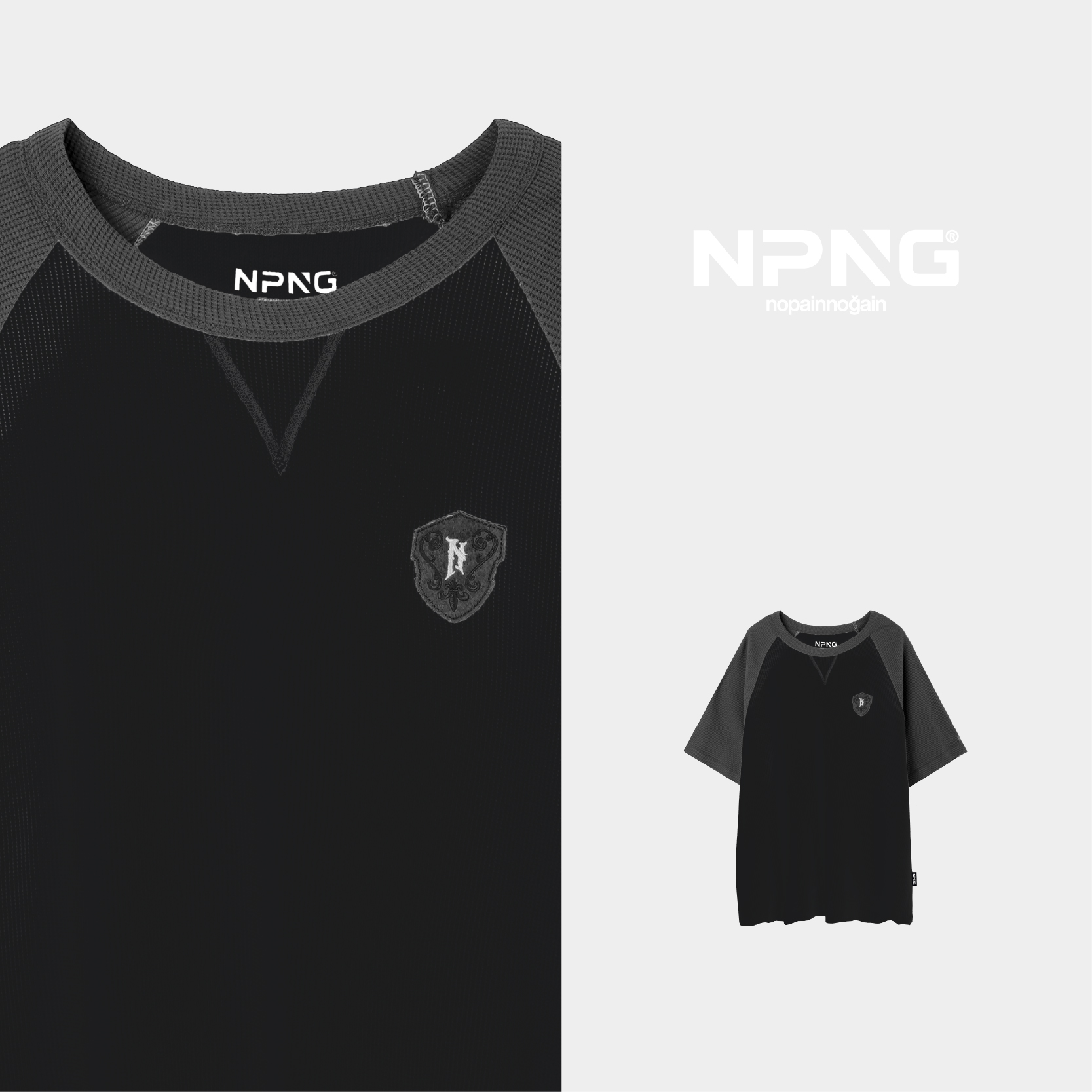 NPNG威化格面料插肩短袖T恤