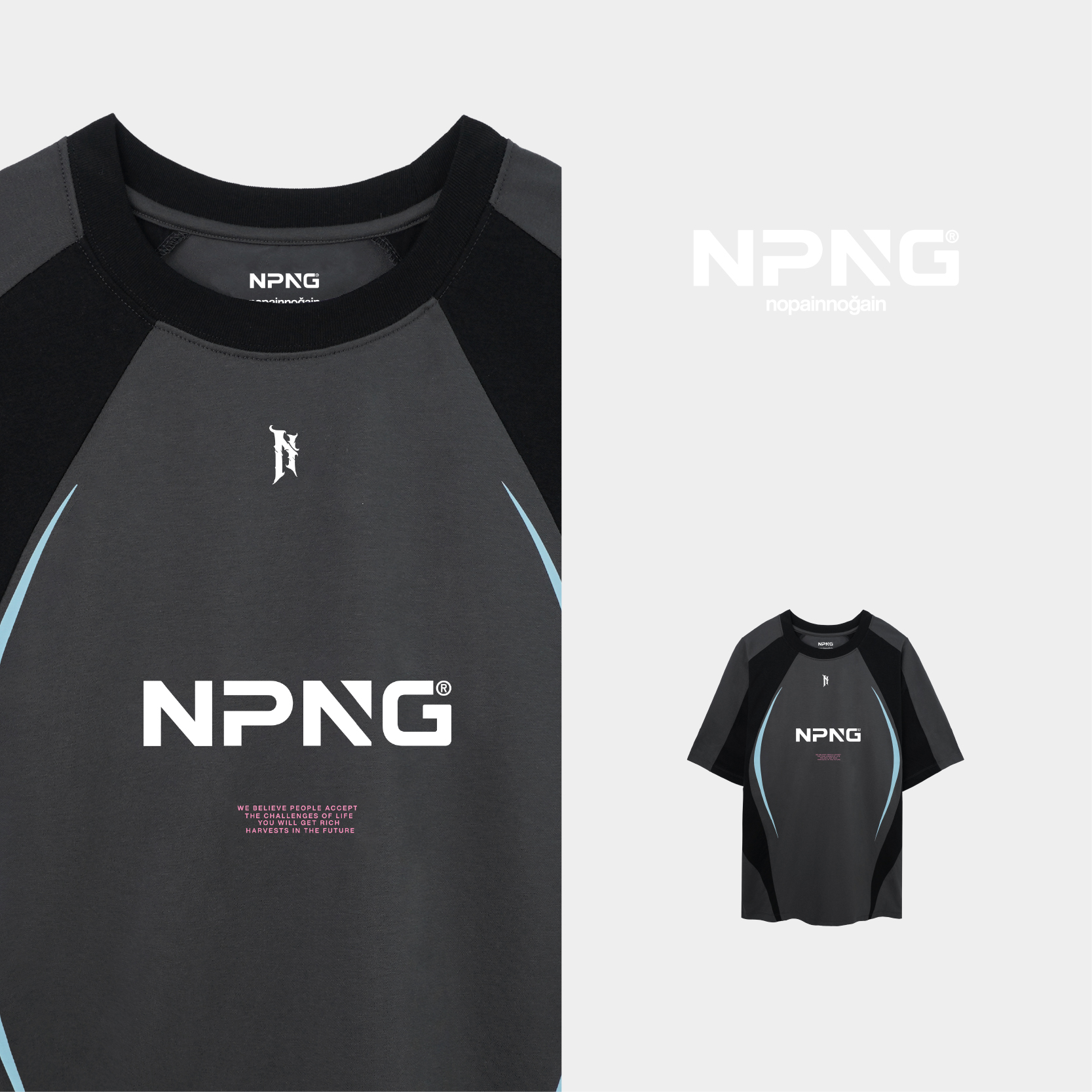 NPNG索罗娜面料撞色拼接短袖T恤