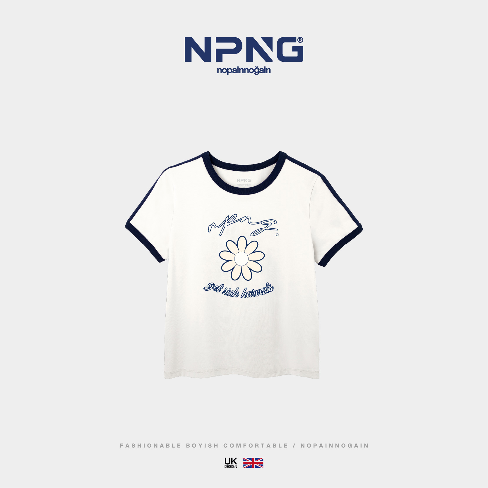 NPNG植覺蔓衍26春夏女裝撞邊圓領短袖T恤