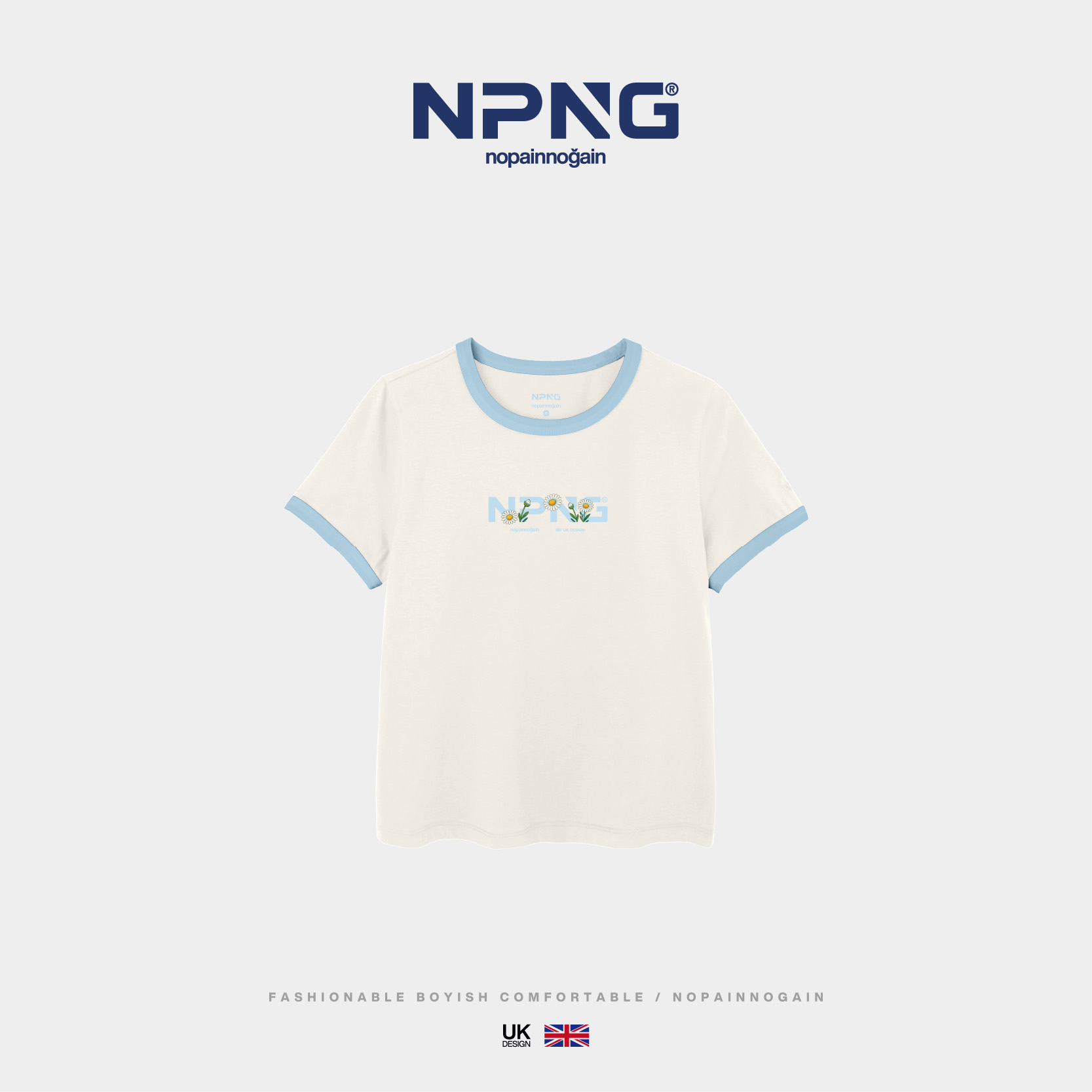 NPNG植覺蔓衍26春夏女裝撞邊圓領短袖T恤