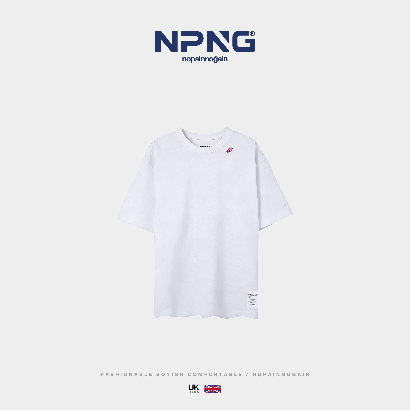 NPNG英国国旗小标纯棉短袖T恤