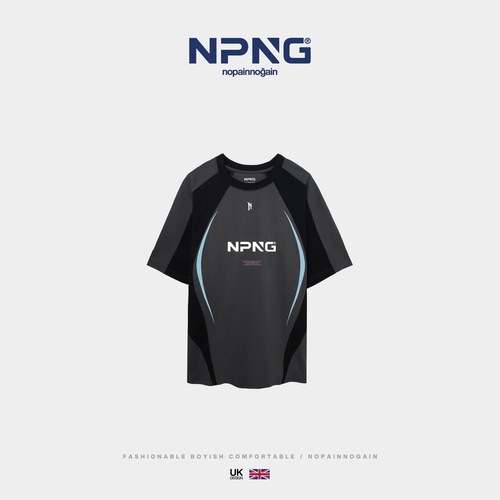 NPNG索罗娜面料撞色拼接短袖T恤