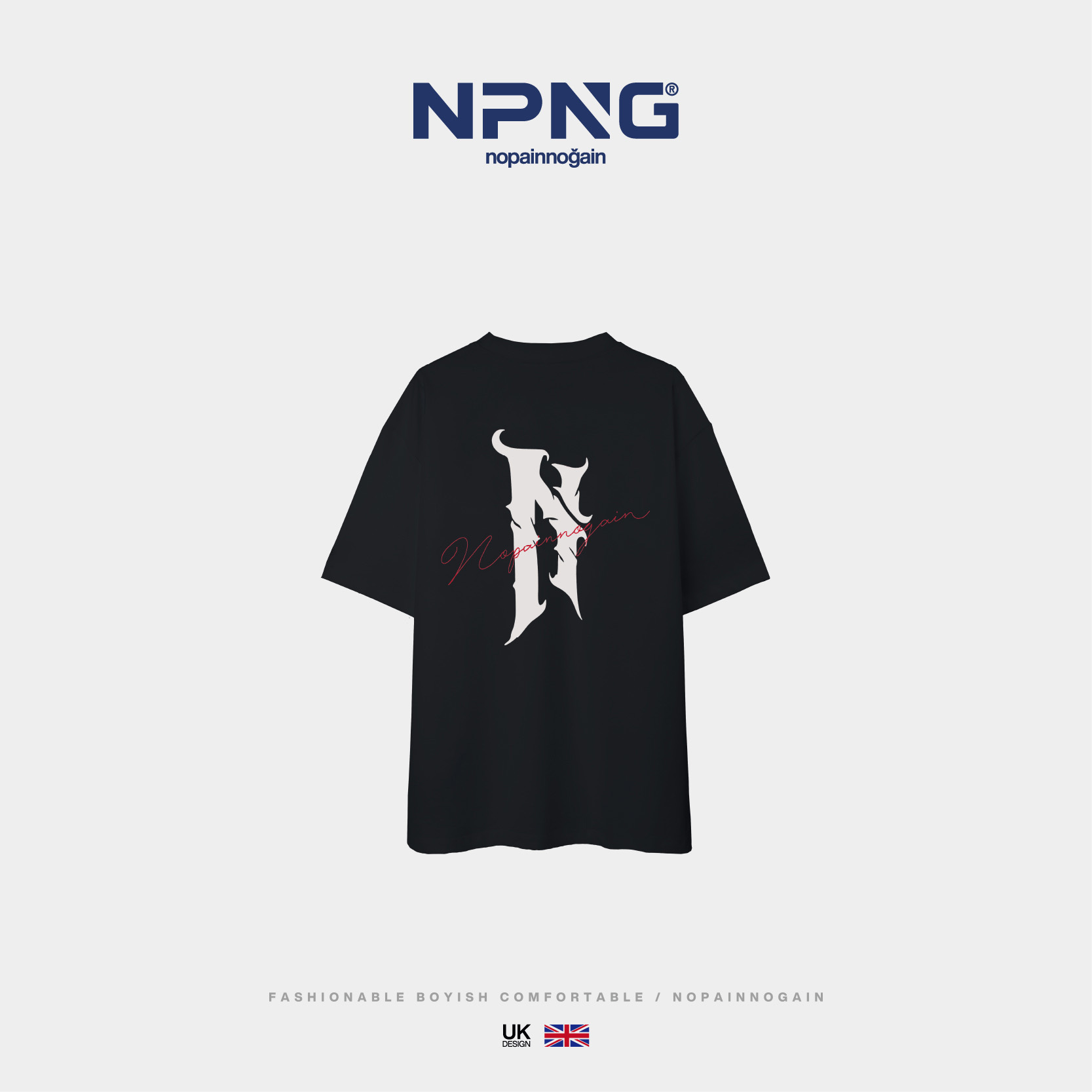 NPNG荊棘"N"標純棉刺繡短袖T恤