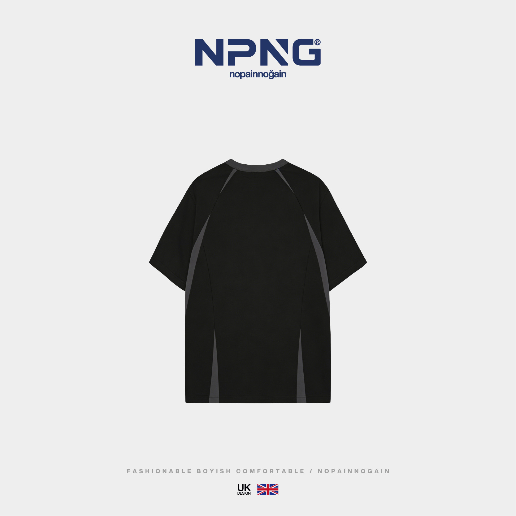 NPNG盾形“N”標印花插肩袖設計短袖T恤