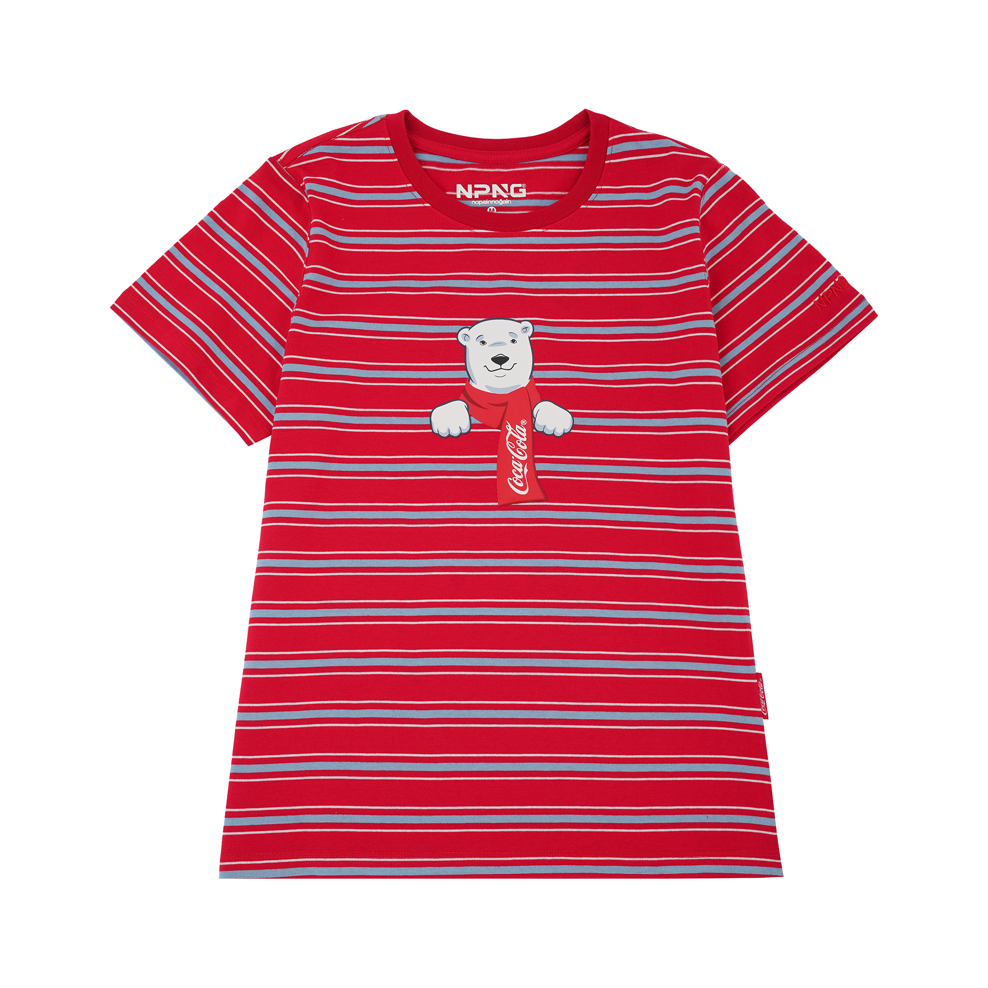 NPNG 可口可樂合作款 北極熊條紋圓領短袖T恤 NPTA26K0005-SS301-RED